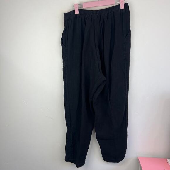 Match point usa black pull on loose fit Linen pants womens size large lagenlook - Picture 4 of 6